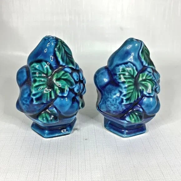 Inarco Indigo Salt Pepper Shakers Set E2371 Kitsch Blue Mood Retro 70s Vintage - Picture 5 of 8